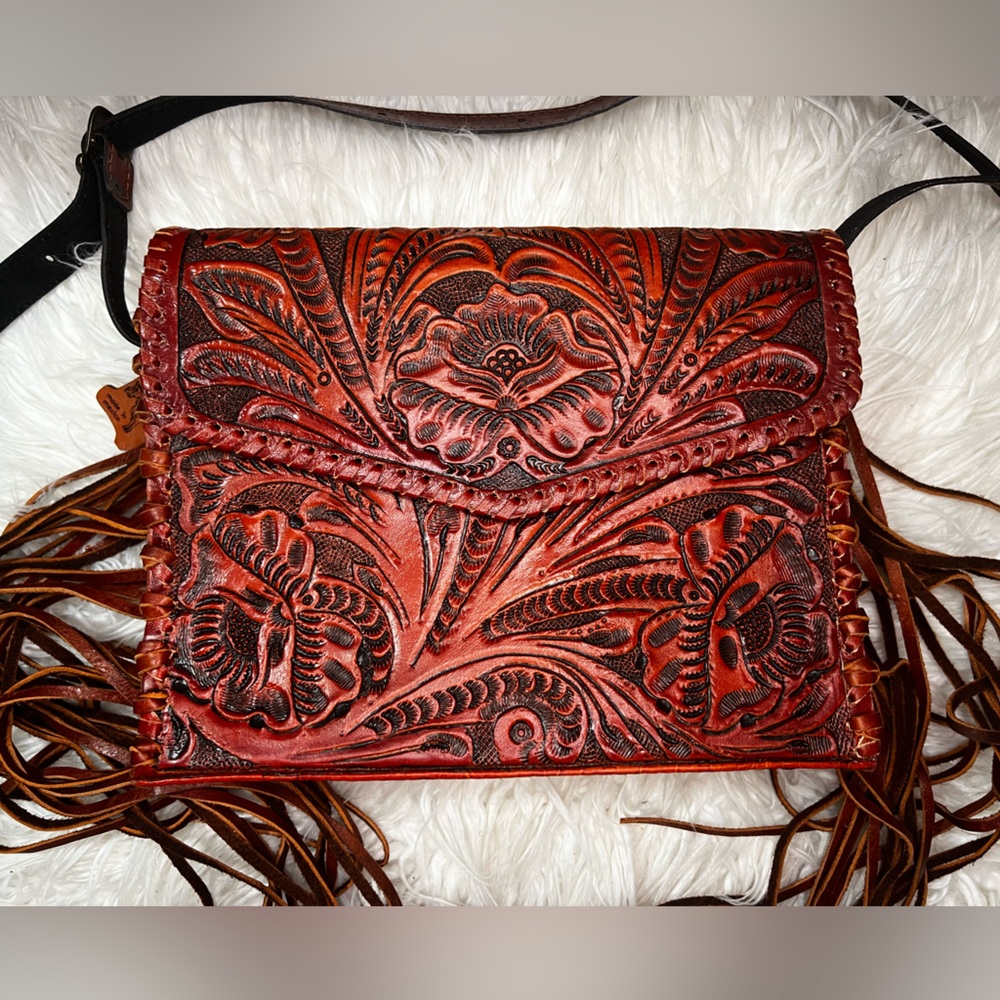 100% leather fringe bag, handmade